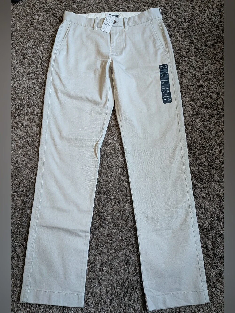 NWT J.Crew Stone Beige Cotton Straight Leg Flex Chino Pants Men's 29W 32L